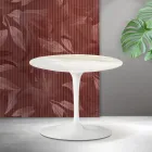 Saarinen Tulip soffbord H 39 cm i Florim Calacatta guld matt keramik - Scharlakansröd Viadurini