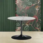 Tulip Saarinen Soffbord H 39 med oval skiva i Arabesque Marble Made in Italy - Scarlet Viadurini