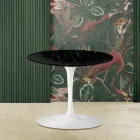 Tulip Saarinen H 39 Runt Soffbord i Svart Marquinia Marble Made in Italy - Scarlet Viadurini