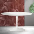 Saarinen Tulip soffbord H 41 cm i mattvit Florim keramik - Scharlakansröd