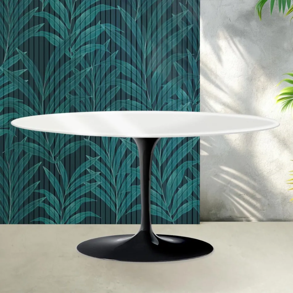 Saarinen Tulip soffbord H 41 cm i blank vit Florim keramik - Scharlakansröd Viadurini