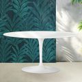 Saarinen Tulip soffbord H 41 cm i blank vit Florim keramik - Scharlakansröd
