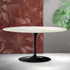 Saarinen Tulip soffbord H 41 cm i Florim Calacatta guld matt keramik - Scharlakansröd Viadurini