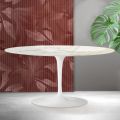 Saarinen Tulip soffbord H 41 cm i Florim Calacatta guld matt keramik - Scharlakansröd