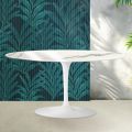 Saarinen Tulip soffbord H 41 cm i glansig Statuario Florim keramik - Scharlakansröd