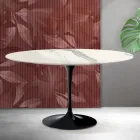 Saarinen Tulip soffbord H 41 cm i Florim Statuario matt keramik - Scharlakansröd Viadurini