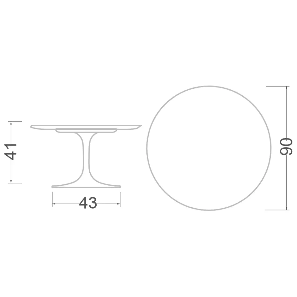 Tulip Saarinen soffbord H 41 med svart flytande laminatskiva tillverkad i Italien - Scarlet Viadurini