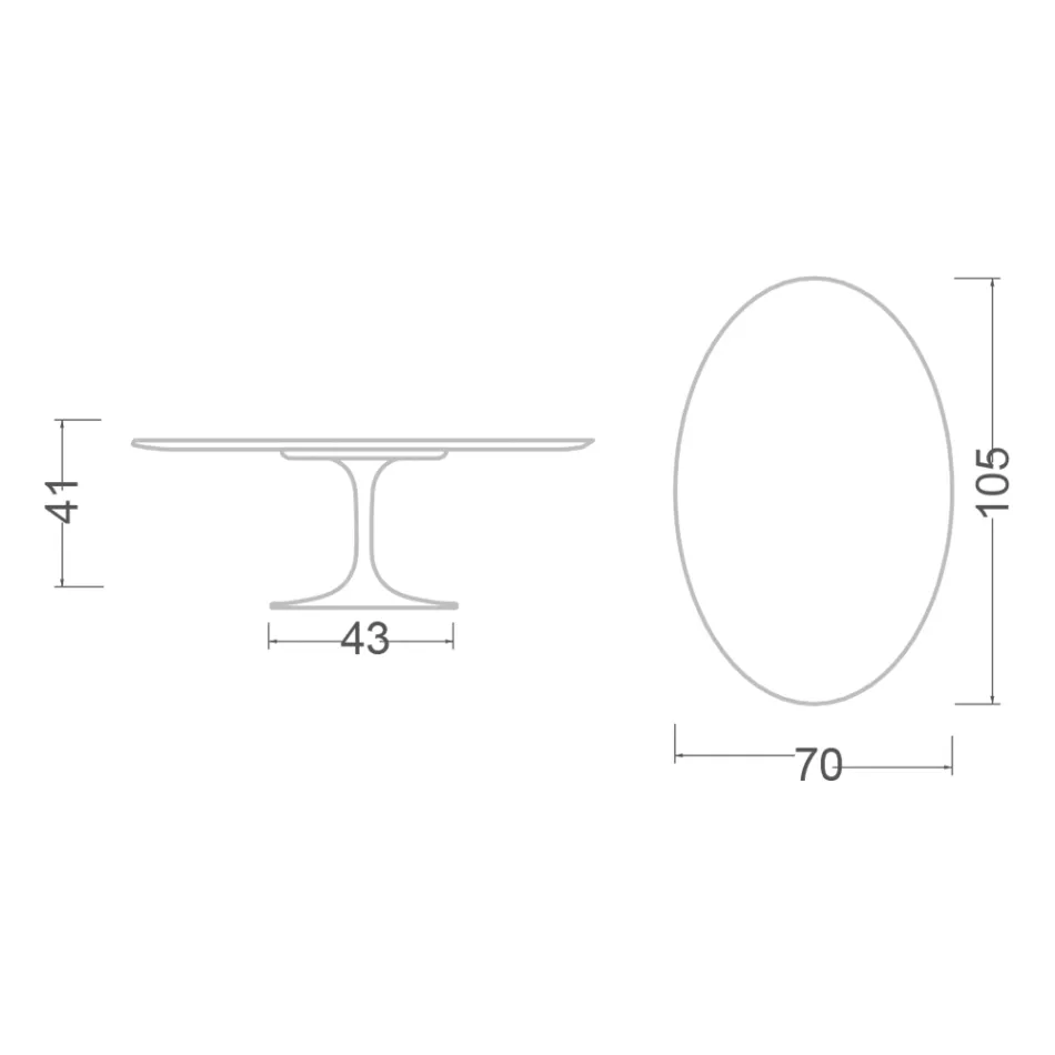 Tulip Saarinen soffbord H 41 med oval skiva i svart flytande laminat Made in Italy - Scarlet Viadurini