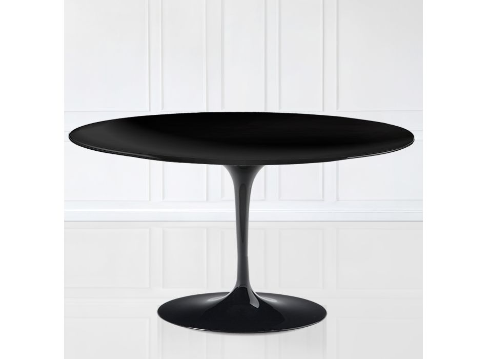 Tulip Saarinen soffbord H 41 med oval skiva i svart flytande laminat Made in Italy - Scarlet Viadurini