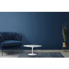 Tulip Saarinen soffbord H 41 i vitt ovalt flytande laminat tillverkat i Italien - Scarlet Viadurini