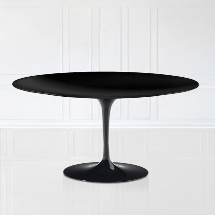 Tulip Saarinen soffbord H 41 i svart ovalt flytande laminat tillverkat i Italien - Scarlet Viadurini