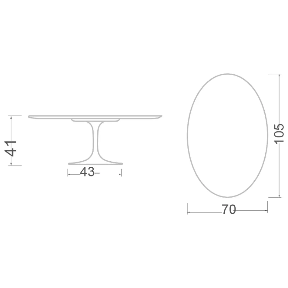 Tulip Saarinen H 41 Ovalt soffbord med svart mjuk keramisk skiva tillverkad i Italien - Scarlet Viadurini