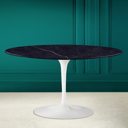 Tulip Saarinen H 41 Ovalt soffbord med Noir Laurent keramikskiva Viadurini