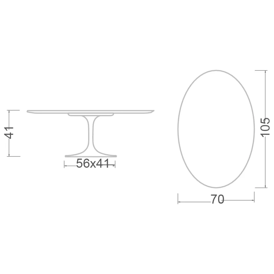 Tulip Saarinen H 41 Ovalt soffbord i Invisible Select Ceramic Made in Italy - Scarlet Viadurini