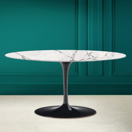 Tulip Saarinen H 41 Ovalt soffbord i Invisible Select Ceramic Made in Italy - Scarlet Viadurini