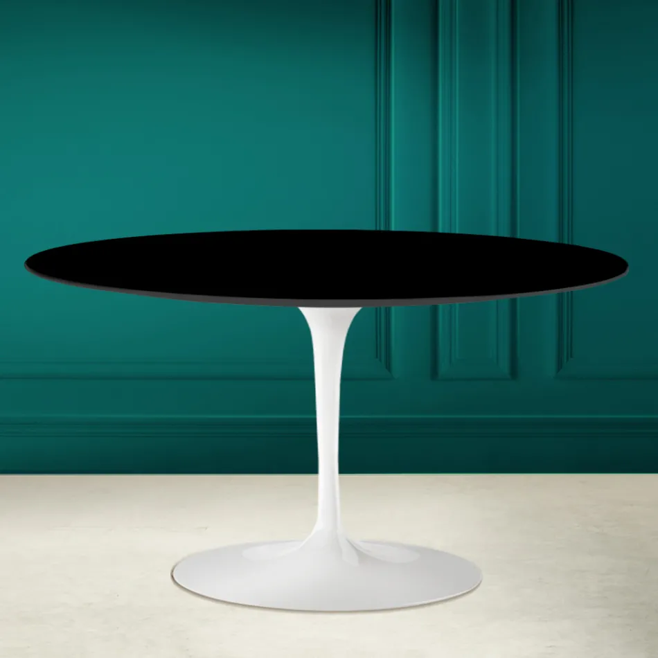 Tulip Saarinen H 41 Ovalt soffbord i Absolute Black Ceramic Made in Italy - Scarlet Viadurini