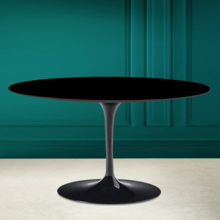 Tulip Saarinen H 41 Ovalt soffbord i Absolute Black Ceramic Made in Italy - Scarlet Viadurini