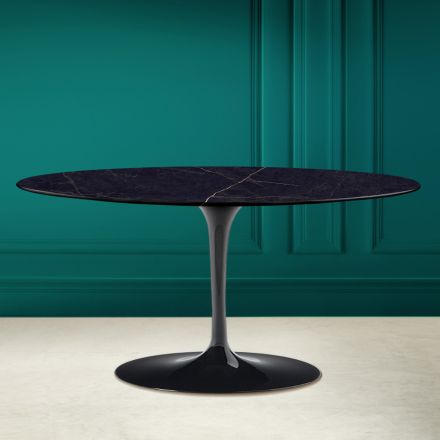 Tulip Saarinen H 41 Ovalt soffbord i Noir Laurent Keramik Tillverkat i Italien - Scarlet Viadurini