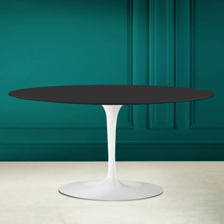 Tulip Saarinen H 41 Ovalt soffbord i Noir Soft Ceramic Made in Italy - Scarlet Viadurini