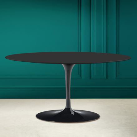 Tulip Saarinen H 41 Ovalt soffbord i Noir Soft Ceramic Made in Italy - Scarlet Viadurini