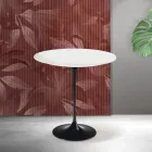 Saarinen Tulip soffbord H 52 cm i mattvit Florim keramik - Scharlakansröd Viadurini