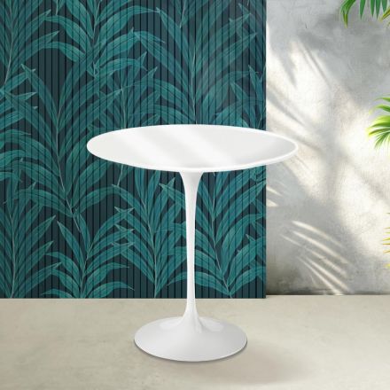 Saarinen Tulip soffbord H 52 cm i blank vit Florim keramik - Scharlakansröd Viadurini