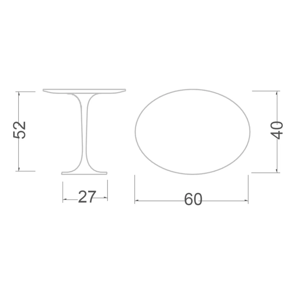 Tulip Saarinen soffbord H 52 med oval skiva i vit flytande laminat Made in Italy - Scarlet Viadurini