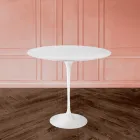 Tulip Saarinen soffbord H 52 med oval skiva i vit flytande laminat Made in Italy - Scarlet Viadurini