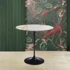 Tulip Saarinen soffbord H 52 med oval skiva i guld Caracatta marmor tillverkad i Italien - Scarlet Viadurini