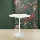 Tulip Saarinen soffbord H 52 med oval skiva i Carrara marmor tillverkad i Italien - Scarlet Viadurini