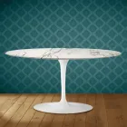 Saarinen Tulip soffbord ovalt H 41 i keramik Aura 22 Tillverkat i Italien - Scharlakansröd Viadurini