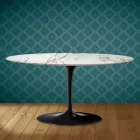 Saarinen Tulip soffbord, ovalt, höjd 41 cm, Aura 22 keramik, tillverkat i Italien - scharlakansröd Viadurini