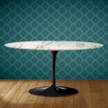 Saarinen Tulip soffbord ovalt H 41 i keramik Aura 22 Tillverkat i Italien - Scharlakansröd