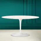 Tulip Saarinen Ovalt soffbord H 41 i Diamond Cream Ceramic Made in Italy - Scarlet Viadurini