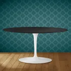Saarinen Tulip soffbord, ovalt, höjd 41 cm, Domoos keramik, tillverkat i Italien - scharlakansröd Viadurini