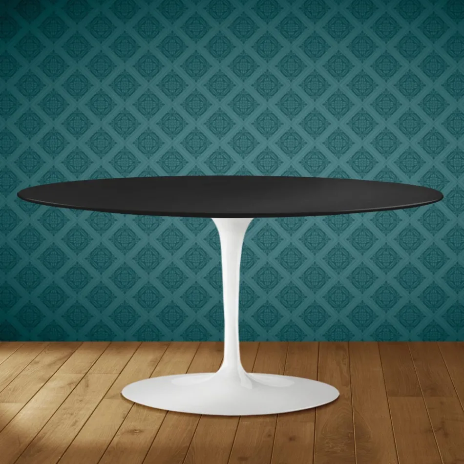 Saarinen Tulip soffbord, ovalt, höjd 41 cm, Domoos keramik, tillverkat i Italien - scharlakansröd Viadurini