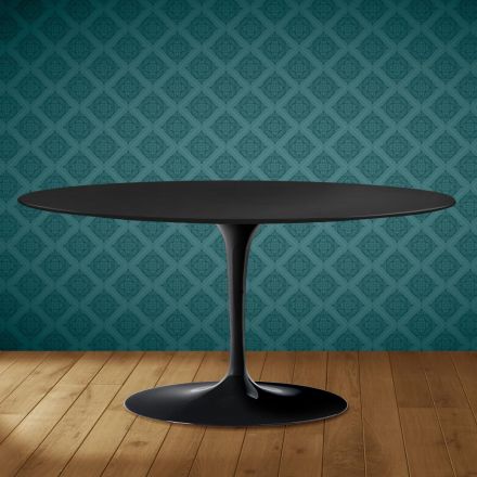Saarinen Tulip soffbord, ovalt, höjd 41 cm, Domoos keramik, tillverkat i Italien - scharlakansröd Viadurini