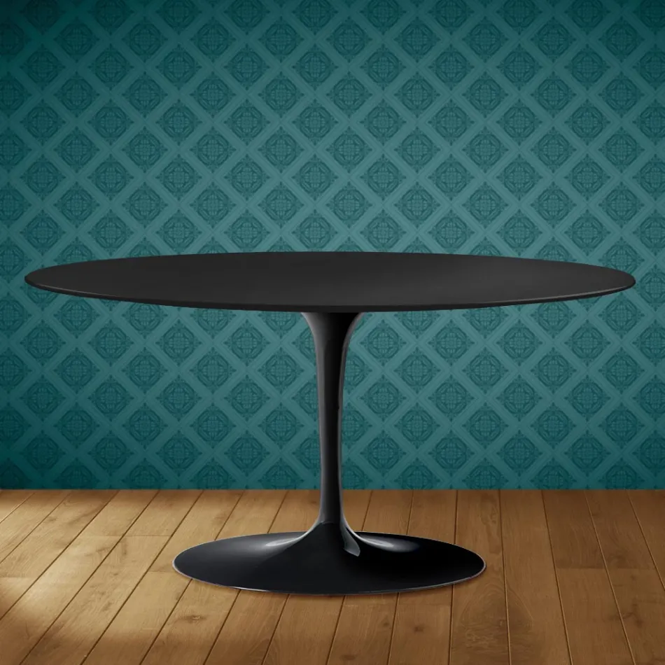 Saarinen Tulip soffbord, ovalt, höjd 41 cm, Domoos keramik, tillverkat i Italien - scharlakansröd Viadurini