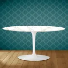 Tulip Saarinen Oval Soffbord H 41 i Entzo Keramik Made in Italy - Scarlet Viadurini