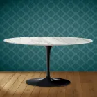 Saarinen Tulip soffbord, ovalt, höjd 41 cm, blank keramik, tillverkat i Italien - scharlakansröd Viadurini