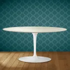 Saarinen Tulip soffbord, ovalt, höjd 41 cm, Marmorio keramik, tillverkat i Italien - scharlakansröd Viadurini