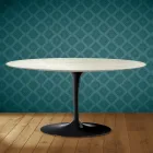 Saarinen Tulip soffbord, ovalt, höjd 41 cm, Marmorio keramik, tillverkat i Italien - scharlakansröd Viadurini