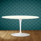 Saarinen Tulip soffbord, ovalt, höjd 41 cm, Moonè keramik, tillverkat i Italien - scharlakansröd Viadurini