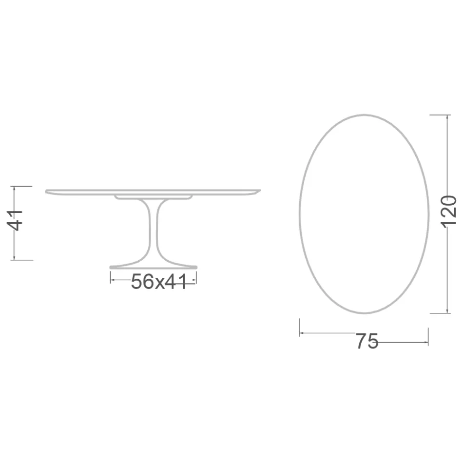 Saarinen Tulip soffbord, ovalt, höjd 41 cm, Moonè keramik, tillverkat i Italien - scharlakansröd Viadurini