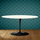 Saarinen Tulip soffbord, ovalt, höjd 41 cm, Moonè keramik, tillverkat i Italien - scharlakansröd Viadurini