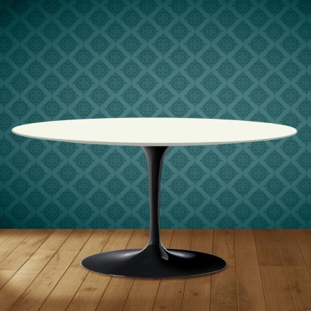 Saarinen Tulip soffbord, ovalt, höjd 41 cm, Moonè keramik, tillverkat i Italien - scharlakansröd Viadurini