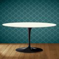 Saarinen Tulip soffbord, ovalt, höjd 41 cm, Moonè keramik, tillverkat i Italien - scharlakansröd