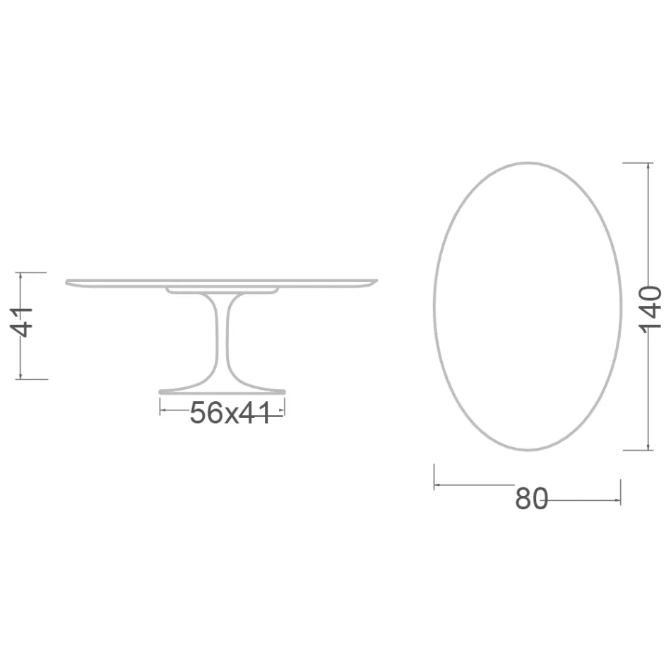 Tulip Saarinen Oval Soffbord H 41 i Rem Keramik Tillverkad i Italien - Scarlet Viadurini