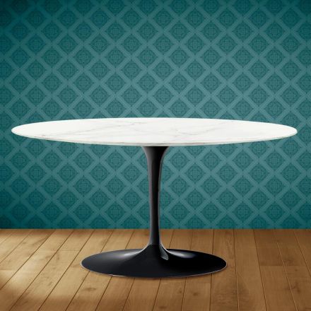 Tulip Saarinen Oval Soffbord H 41 i Rem Keramik Tillverkad i Italien - Scarlet Viadurini