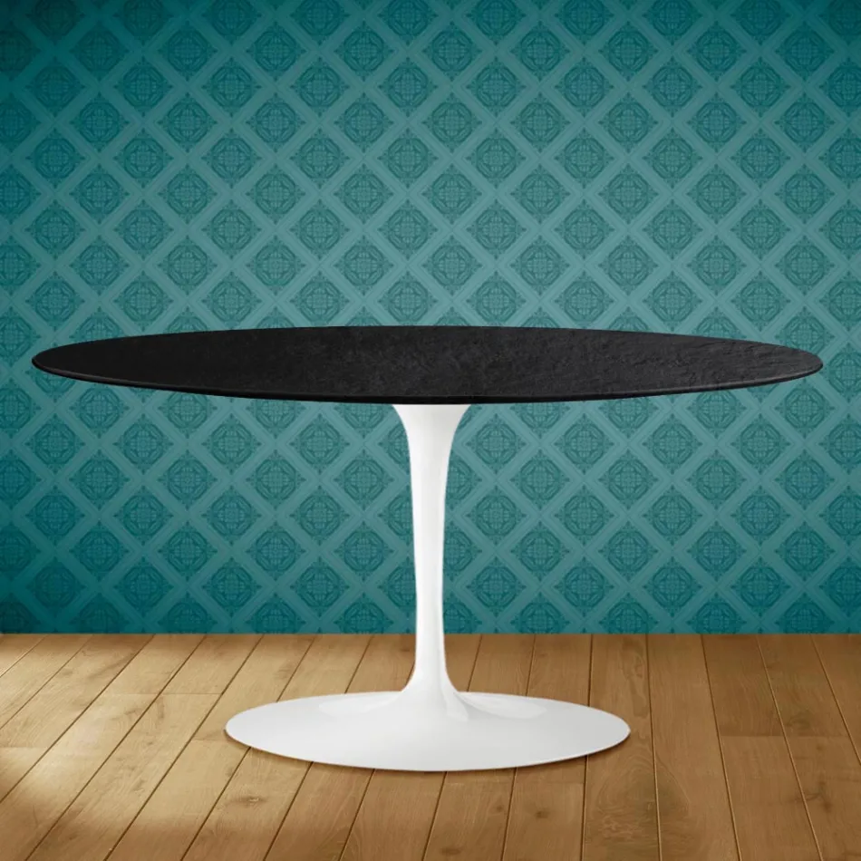 Tulip Saarinen Oval Soffbord H 41 i Sirius Keramik Made in Italy - Scarlet Viadurini